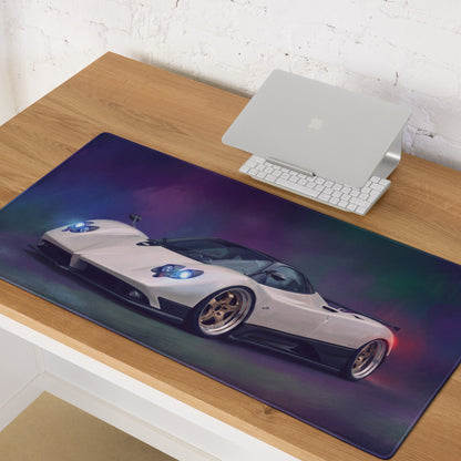 Pagani Zonda Inspired Gaming Mouse Pad – White Hypercar Extended Desk Mat