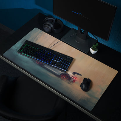 Porsche 911 GT3 RS Inspired Gaming Mouse Pad – Silver Sports Car with Red Wheels Desk Mat