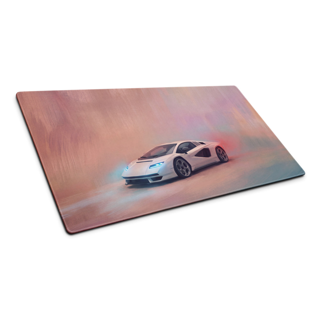 Lamborghini Countach Inspired Gaming Mouse Pad – White Supercar Extended Desk Mat