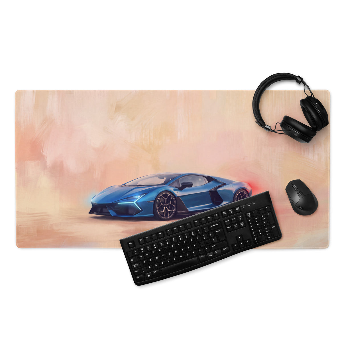 Lamborghini Revuelto Inspired Gaming Mouse Pad – Blue Supercar Extended Desk Mat
