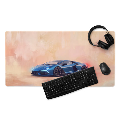 Lamborghini Revuelto Inspired Gaming Mouse Pad – Blue Supercar Extended Desk Mat