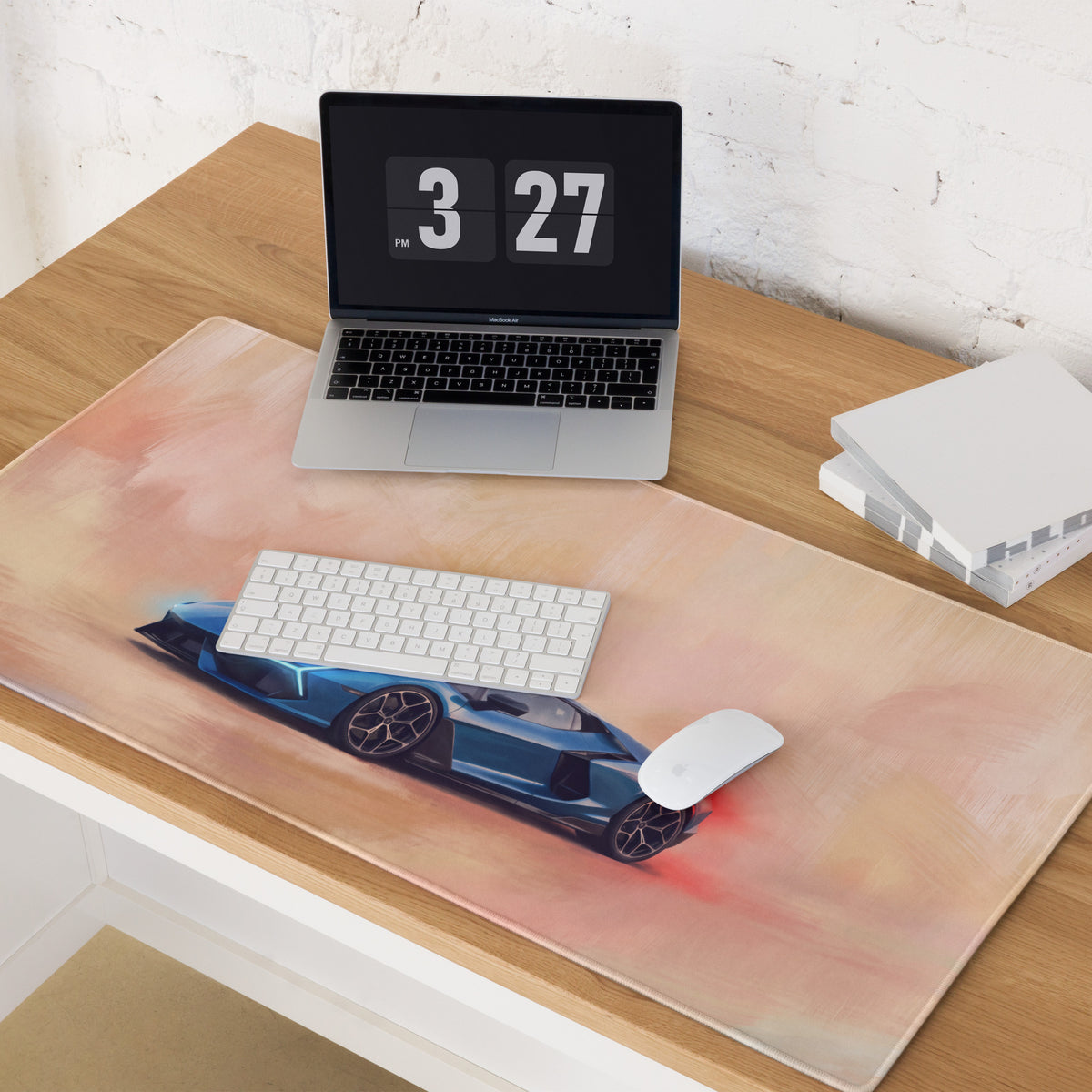 Lamborghini Revuelto Inspired Gaming Mouse Pad – Blue Supercar Extended Desk Mat