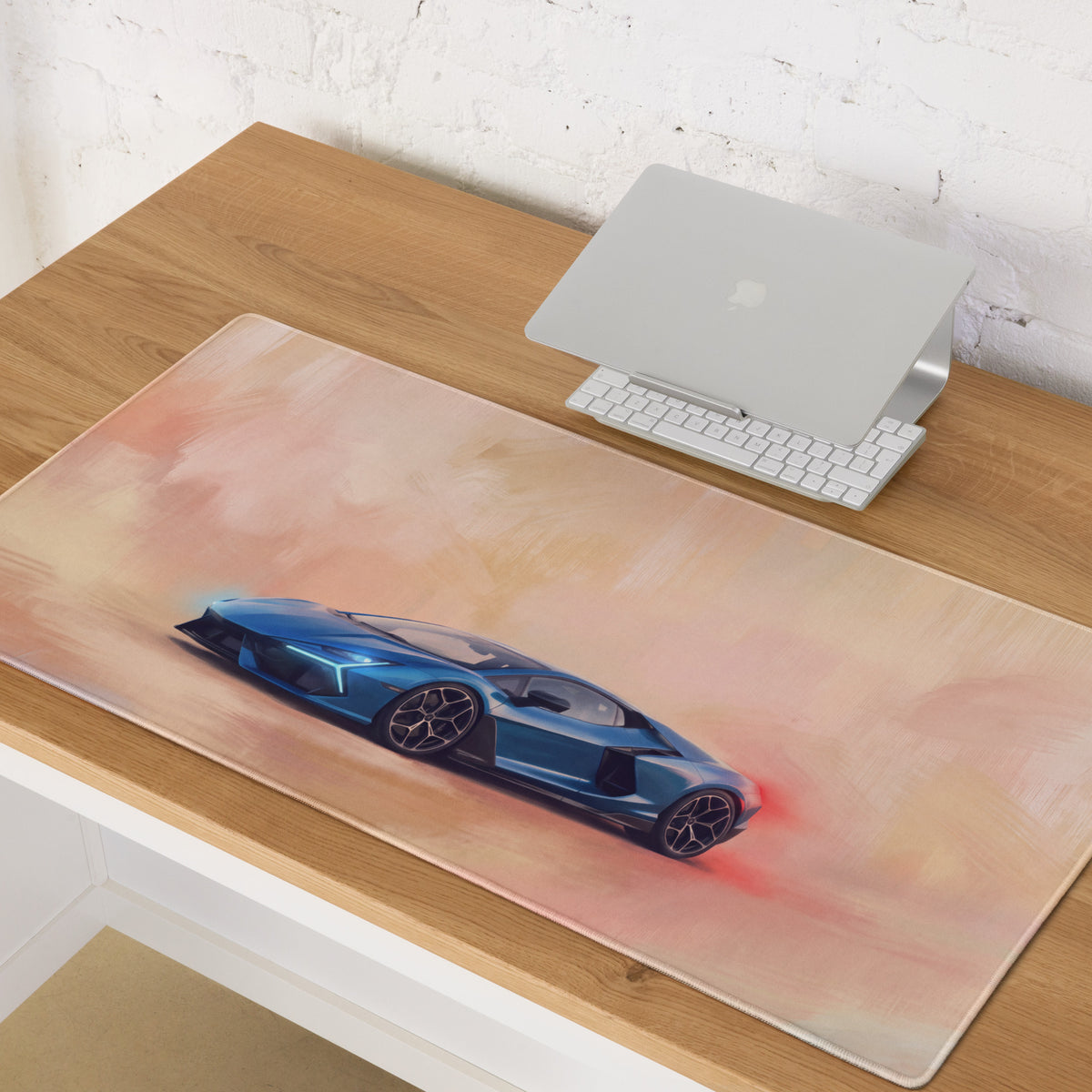 Lamborghini Revuelto Inspired Gaming Mouse Pad – Blue Supercar Extended Desk Mat
