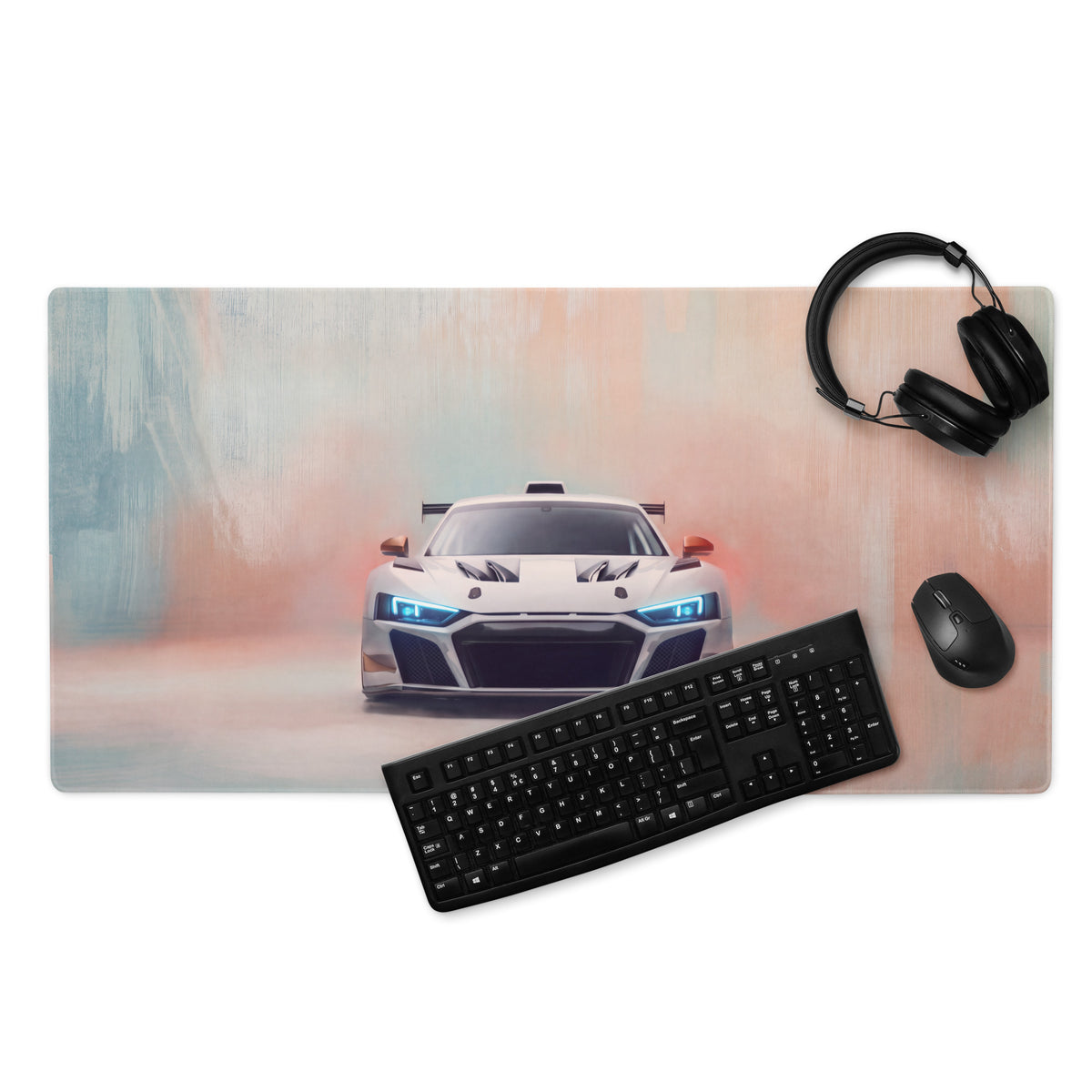 Audi R8 LMS GT3 Inspired Gaming Mouse Pad – White Race Car Extended Desk Mat