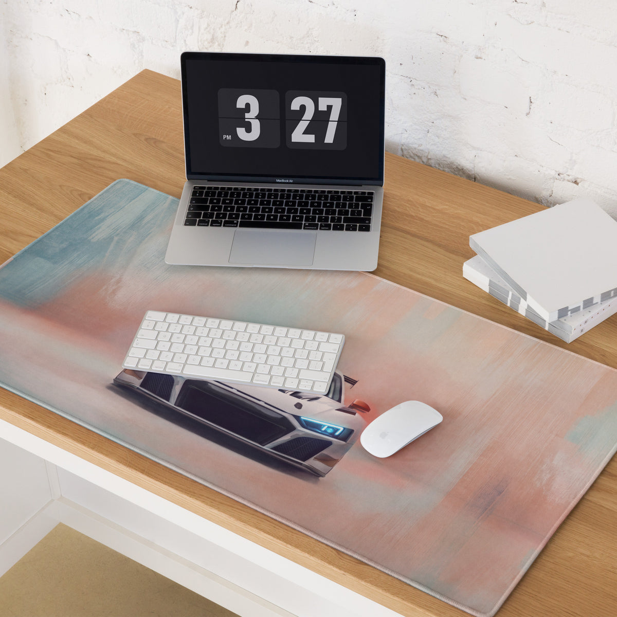 Audi R8 LMS GT3 Inspired Gaming Mouse Pad – White Race Car Extended Desk Mat