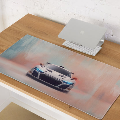 Audi R8 LMS GT3 Inspired Gaming Mouse Pad – White Race Car Extended Desk Mat