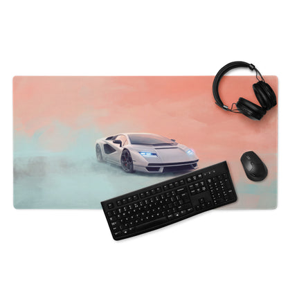 Lamborghini Countach Inspired Gaming Mouse Pad – White Supercar Extended Desk Mat