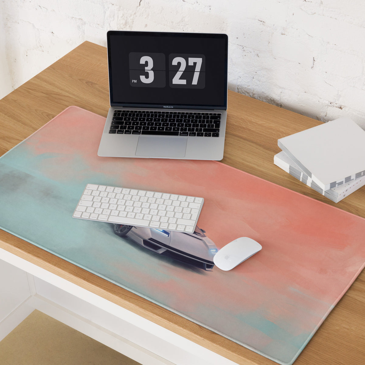Lamborghini Countach Inspired Gaming Mouse Pad – White Supercar Extended Desk Mat