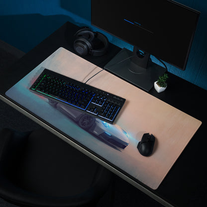 Porsche 911 GT3 RS Inspired Gaming Mouse Pad – Silver Sports Car Extended Desk Mat