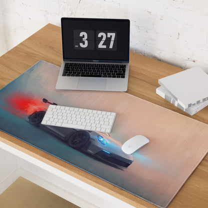 Porsche 911 GT3 RS Inspired Gaming Mouse Pad – Silver Sports Car Extended Desk Mat