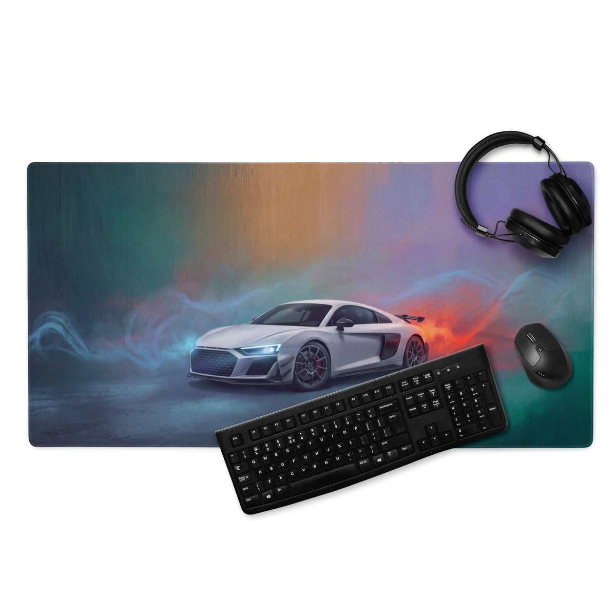 Audi R8 LMS Inspired Gaming Mouse Pad – White Race Car Extended Desk Mat