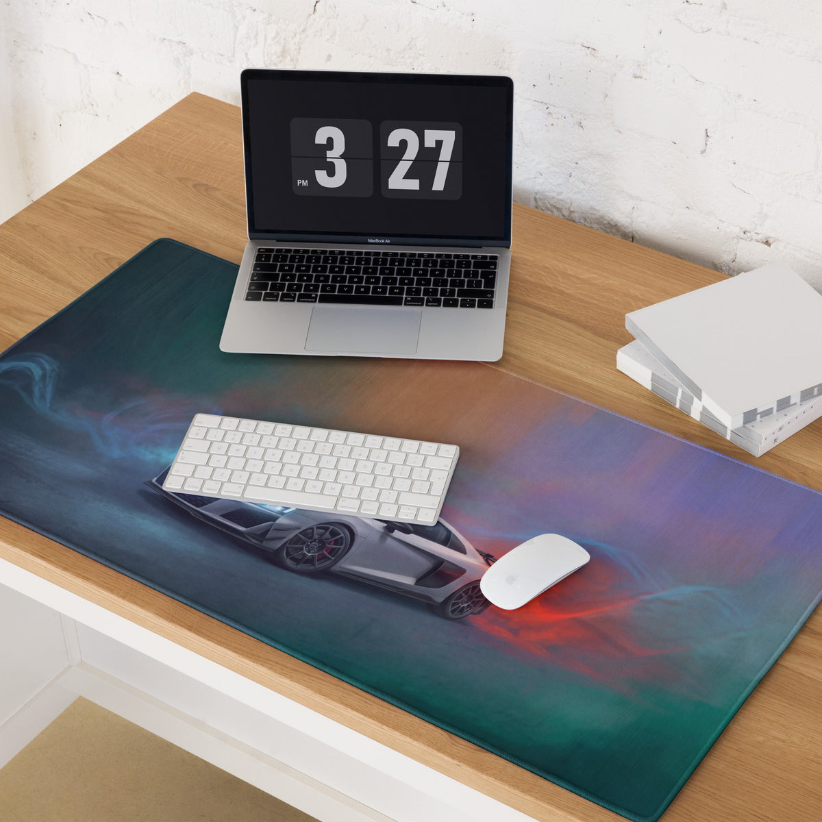 Audi R8 LMS Inspired Gaming Mouse Pad – White Race Car Extended Desk Mat