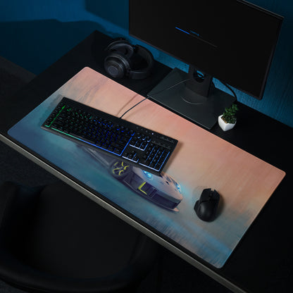 Porsche 911 GT3 RS Inspired Gaming Mouse Pad – Gray and Neon Yellow Race Car Extended Desk Mat
