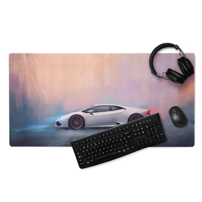 Lamborghini Huracán Inspired Gaming Mouse Pad – White Supercar Extended Desk Mat