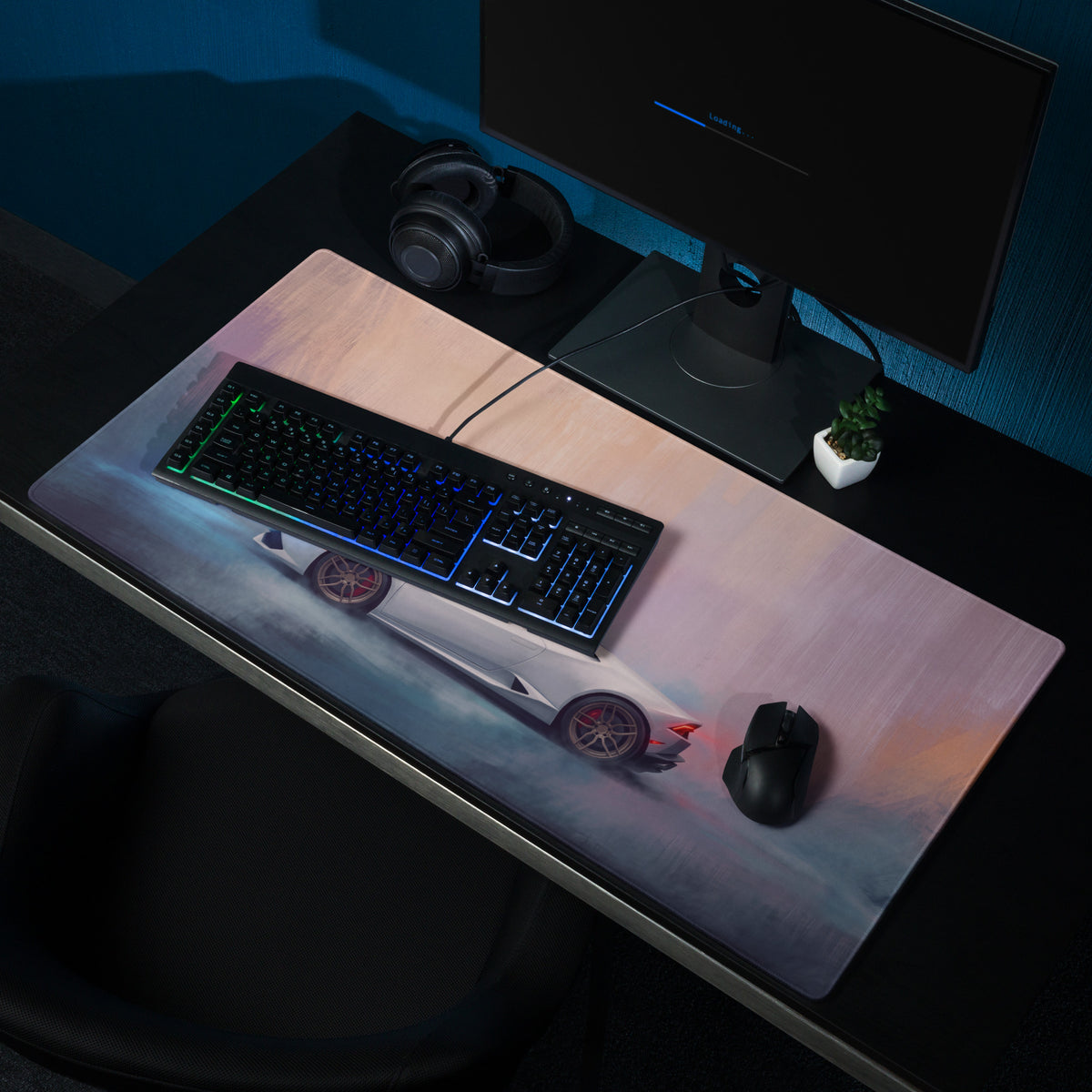 Lamborghini Huracán Inspired Gaming Mouse Pad – White Supercar Extended Desk Mat