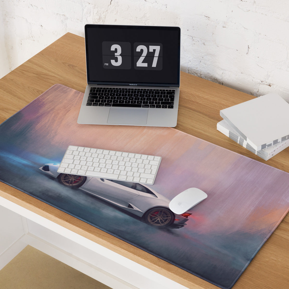 Lamborghini Huracán Inspired Gaming Mouse Pad – White Supercar Extended Desk Mat