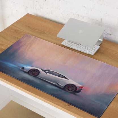 Lamborghini Huracán Inspired Gaming Mouse Pad – White Supercar Extended Desk Mat