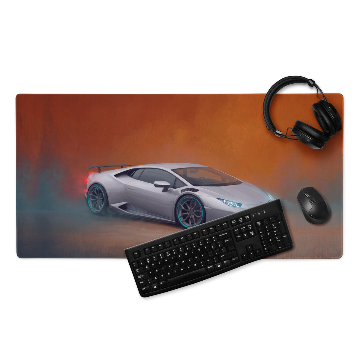 Lamborghini Huracán Inspired Gaming Mouse Pad – White Supercar Extended Desk Mat