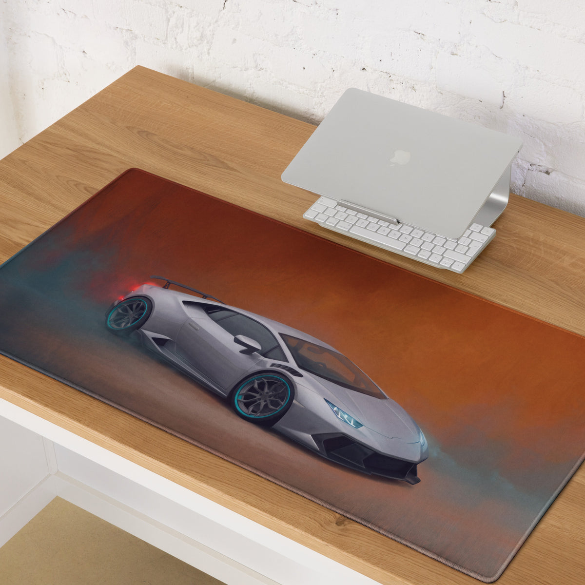 Lamborghini Huracán Inspired Gaming Mouse Pad – White Supercar Extended Desk Mat