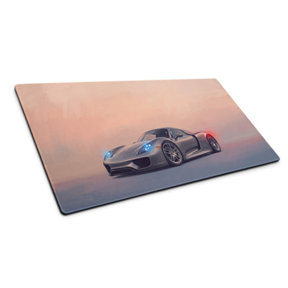 Porsche 918 Spyder Inspired Gaming Mouse Pad – Silver Hypercar Extended Desk Mat