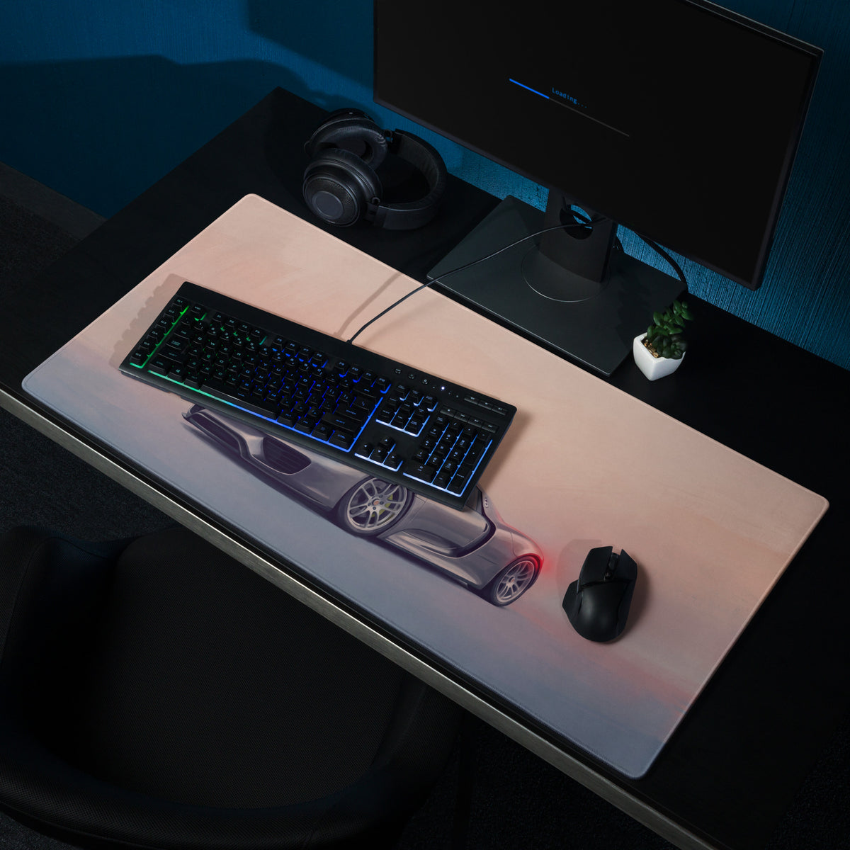 Porsche 918 Spyder Inspired Gaming Mouse Pad – Silver Hypercar Extended Desk Mat