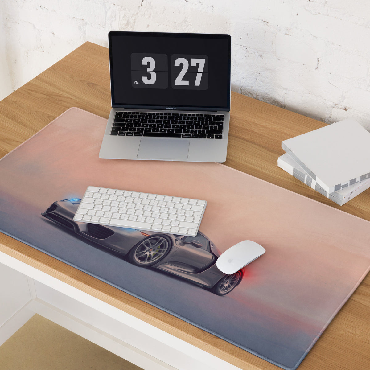 Porsche 918 Spyder Inspired Gaming Mouse Pad – Silver Hypercar Extended Desk Mat