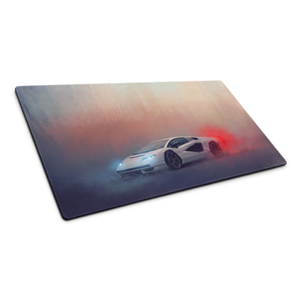 Lamborghini Countach Inspired Gaming Mouse Pad – White Supercar Extended Desk Mat
