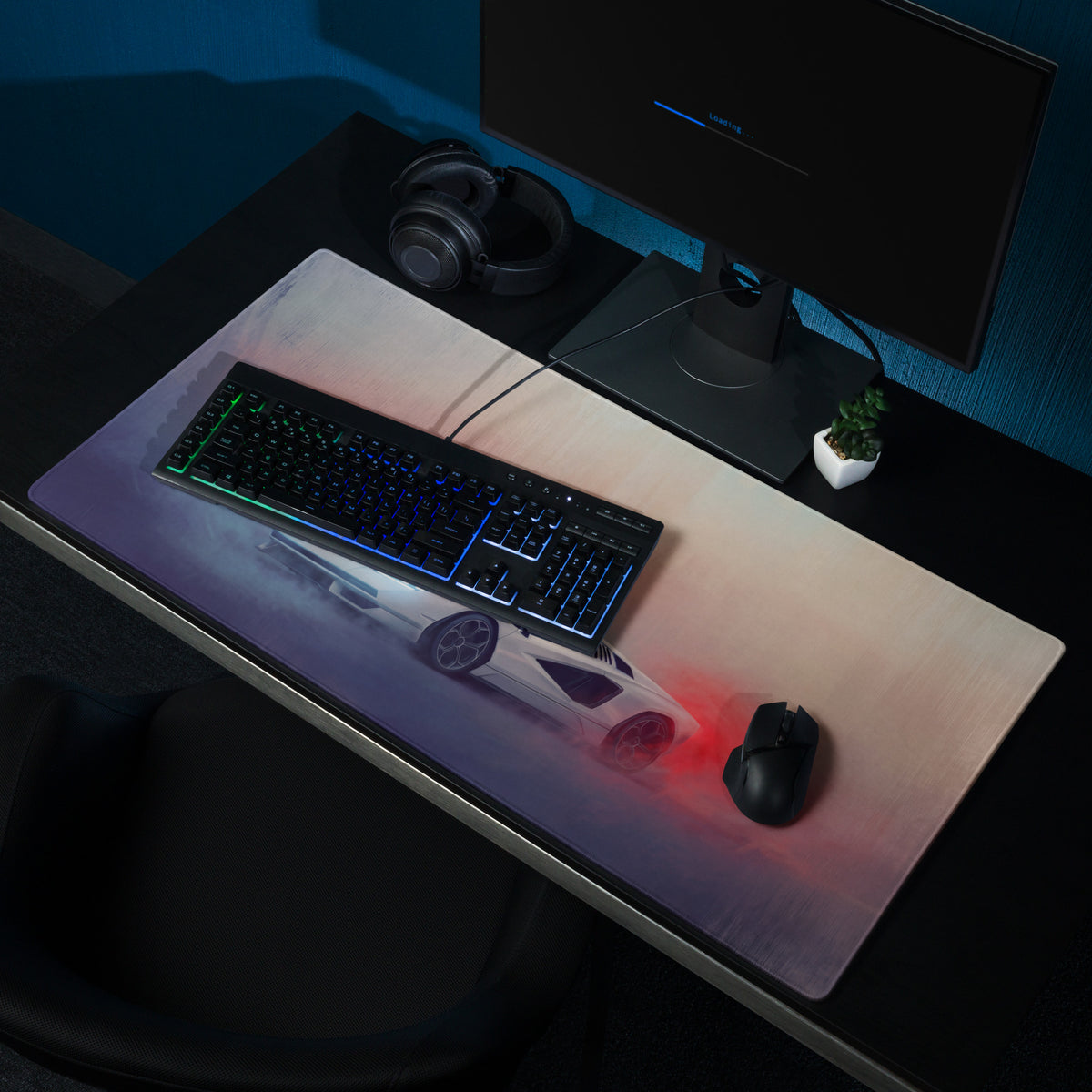 Lamborghini Countach Inspired Gaming Mouse Pad – White Supercar Extended Desk Mat