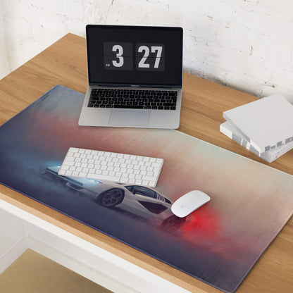Lamborghini Countach Inspired Gaming Mouse Pad – White Supercar Extended Desk Mat