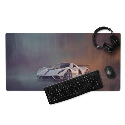 Hennessey Venom F5 Inspired Gaming Mouse Pad – White Hypercar Extended Desk Mat