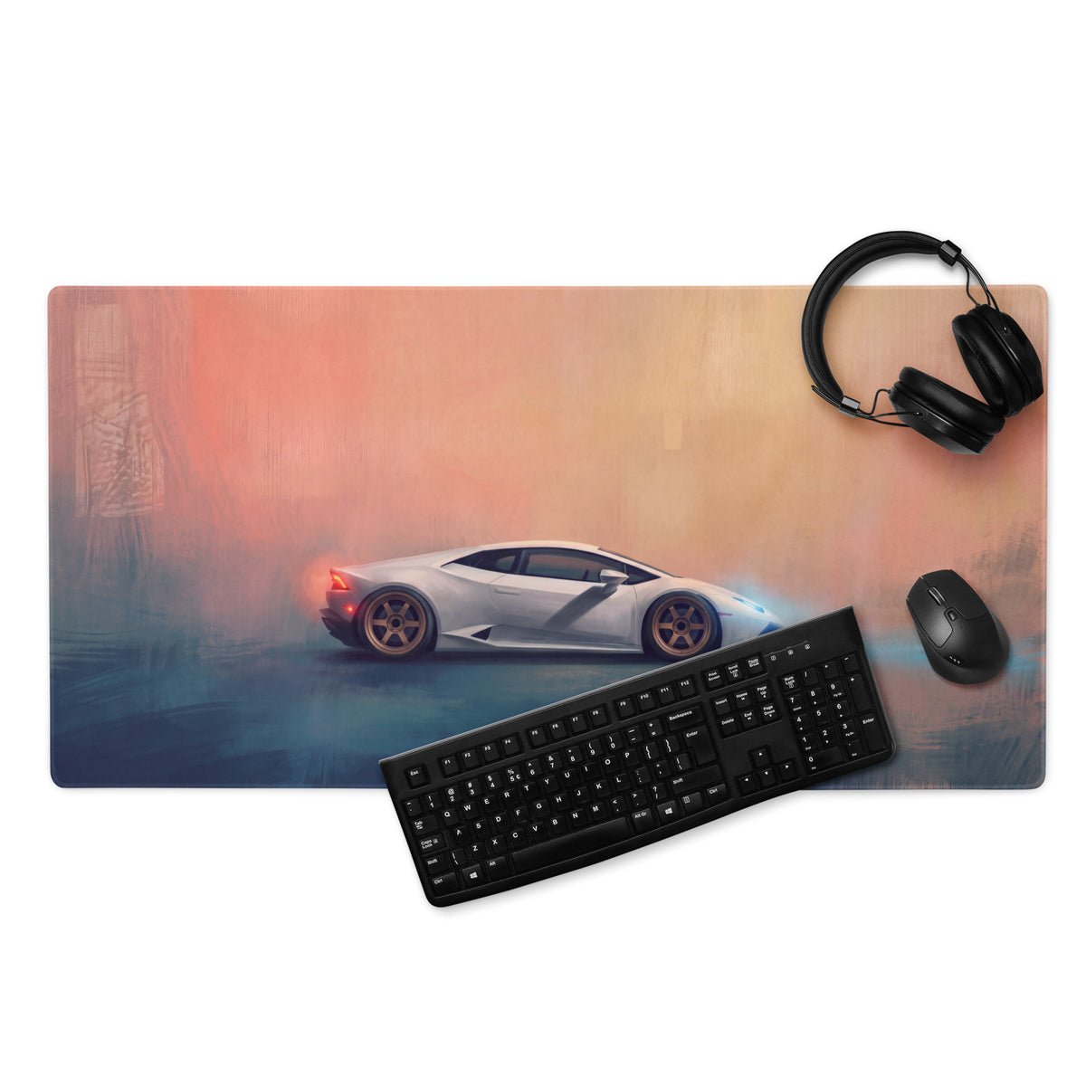 Lamborghini Huracán Inspired Gaming Mouse Pad – White Supercar Extended Desk Mat