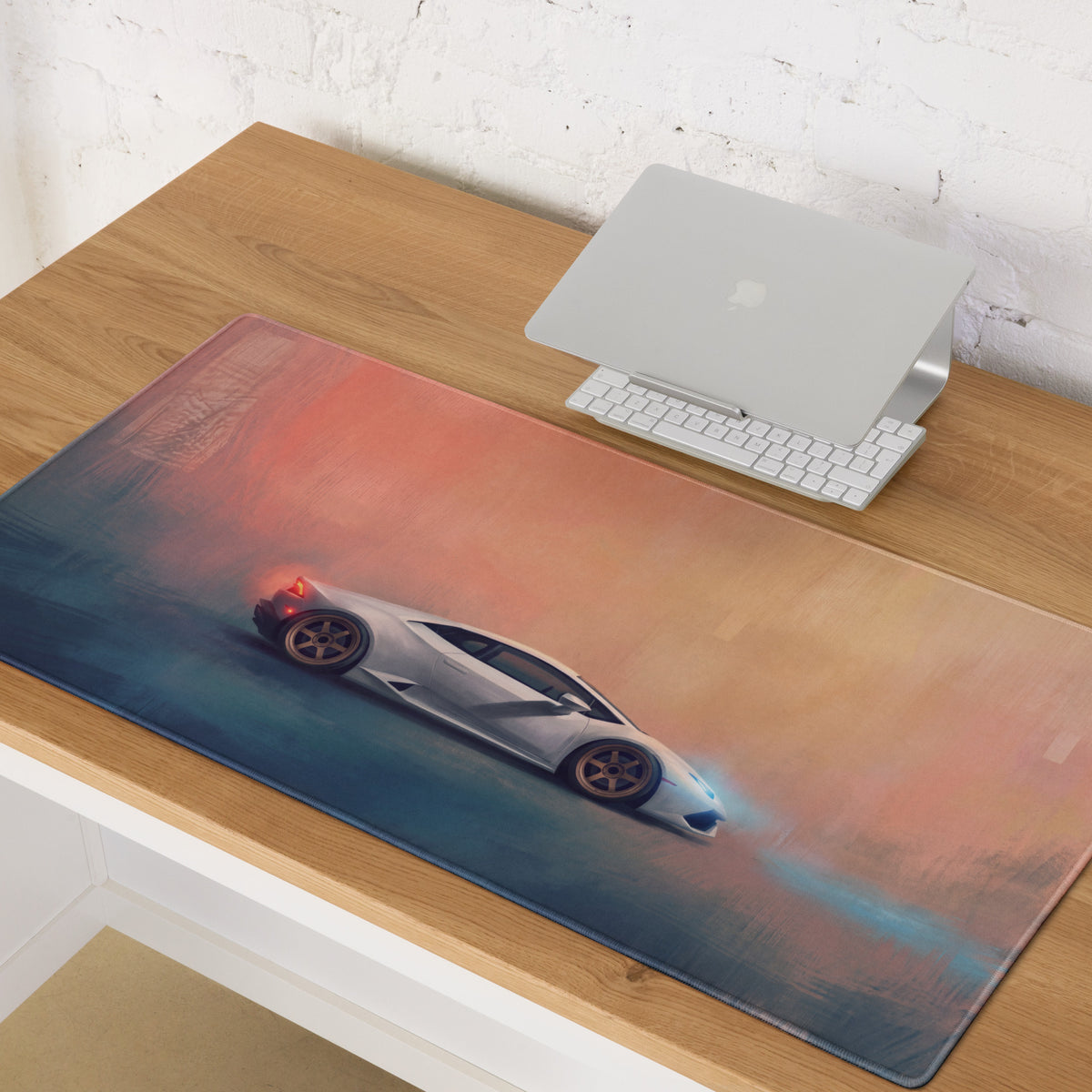 Lamborghini Huracán Inspired Gaming Mouse Pad – White Supercar Extended Desk Mat