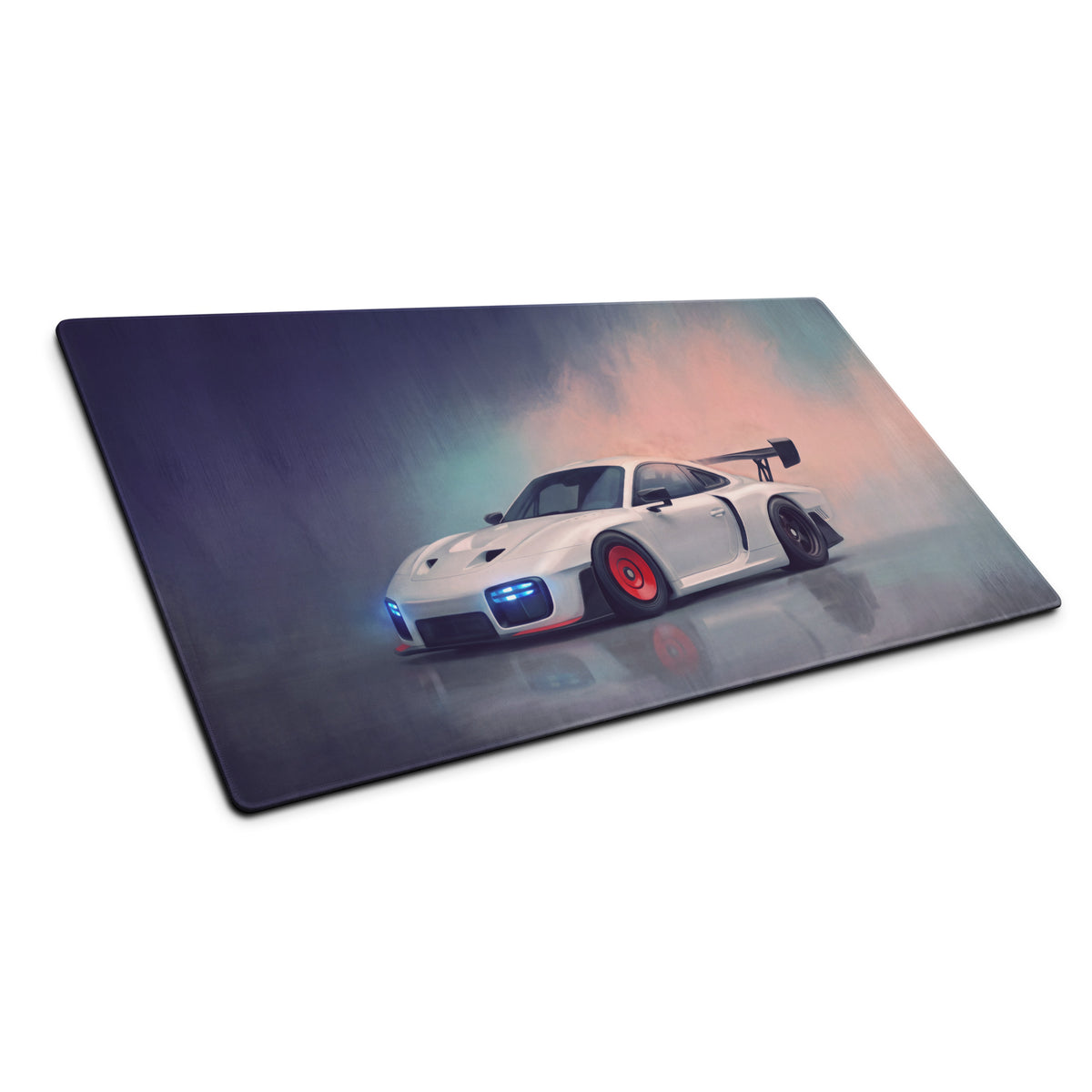 Porsche 911 GT3 RS Inspired Gaming Mouse Pad – White Race Car Extended Desk Mat