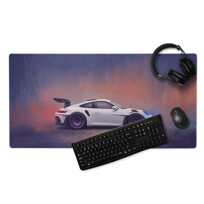 Porsche 911 GT3 RS Inspired Gaming Mouse Pad – White Race Car Extended Desk Mat