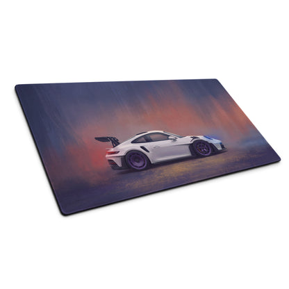 Porsche 911 GT3 RS Inspired Gaming Mouse Pad – White Race Car Extended Desk Mat