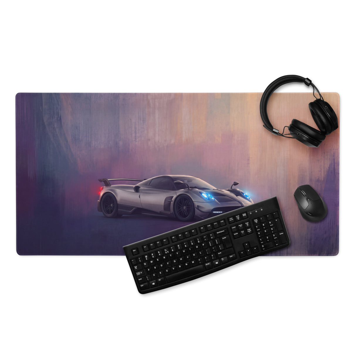 Pagani Huayra Inspired Gaming Mouse Pad – Silver Hypercar Extended Desk Mat