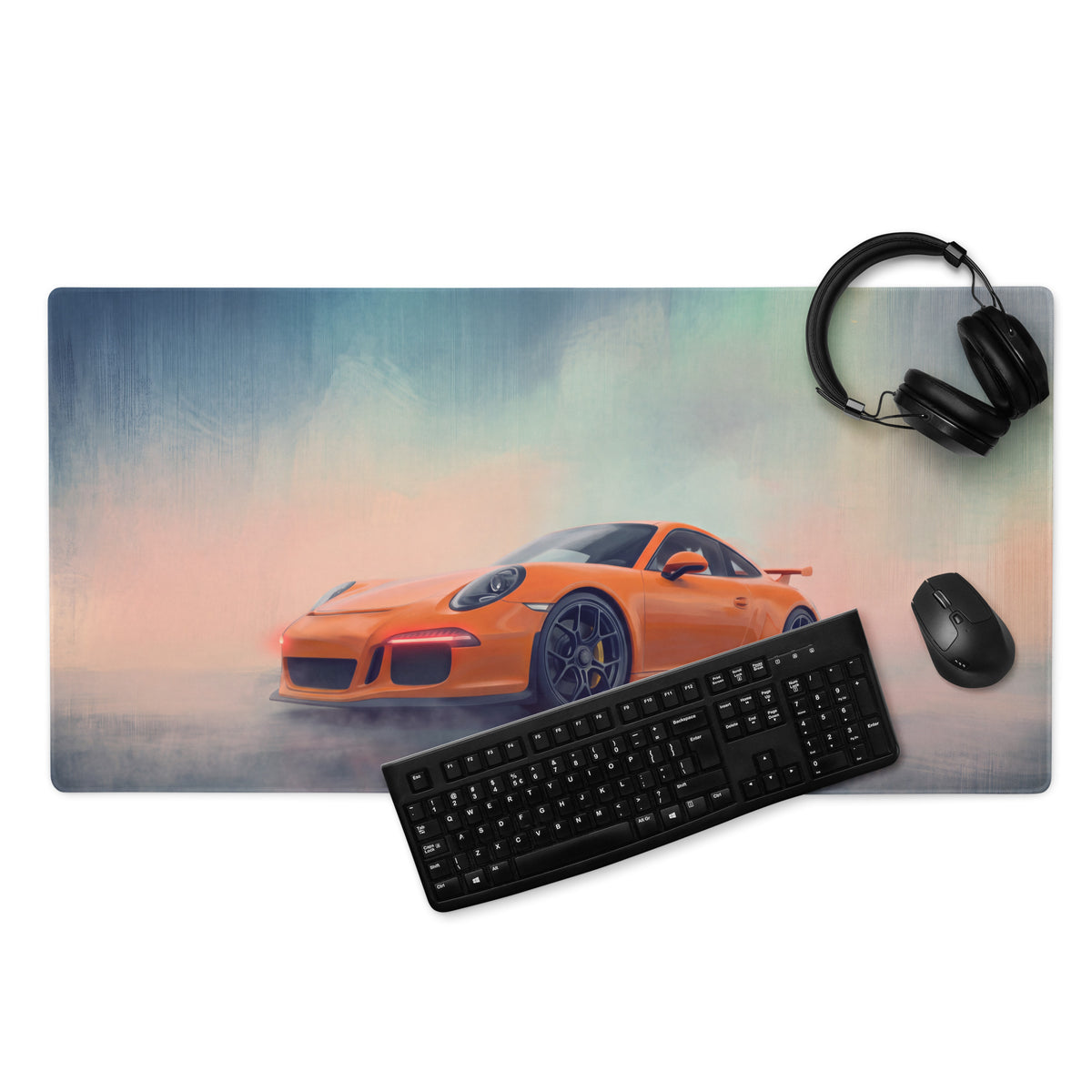 Porsche 911 GT3 RS Inspired Gaming Mouse Pad – Orange Race Car Extended Desk Mat