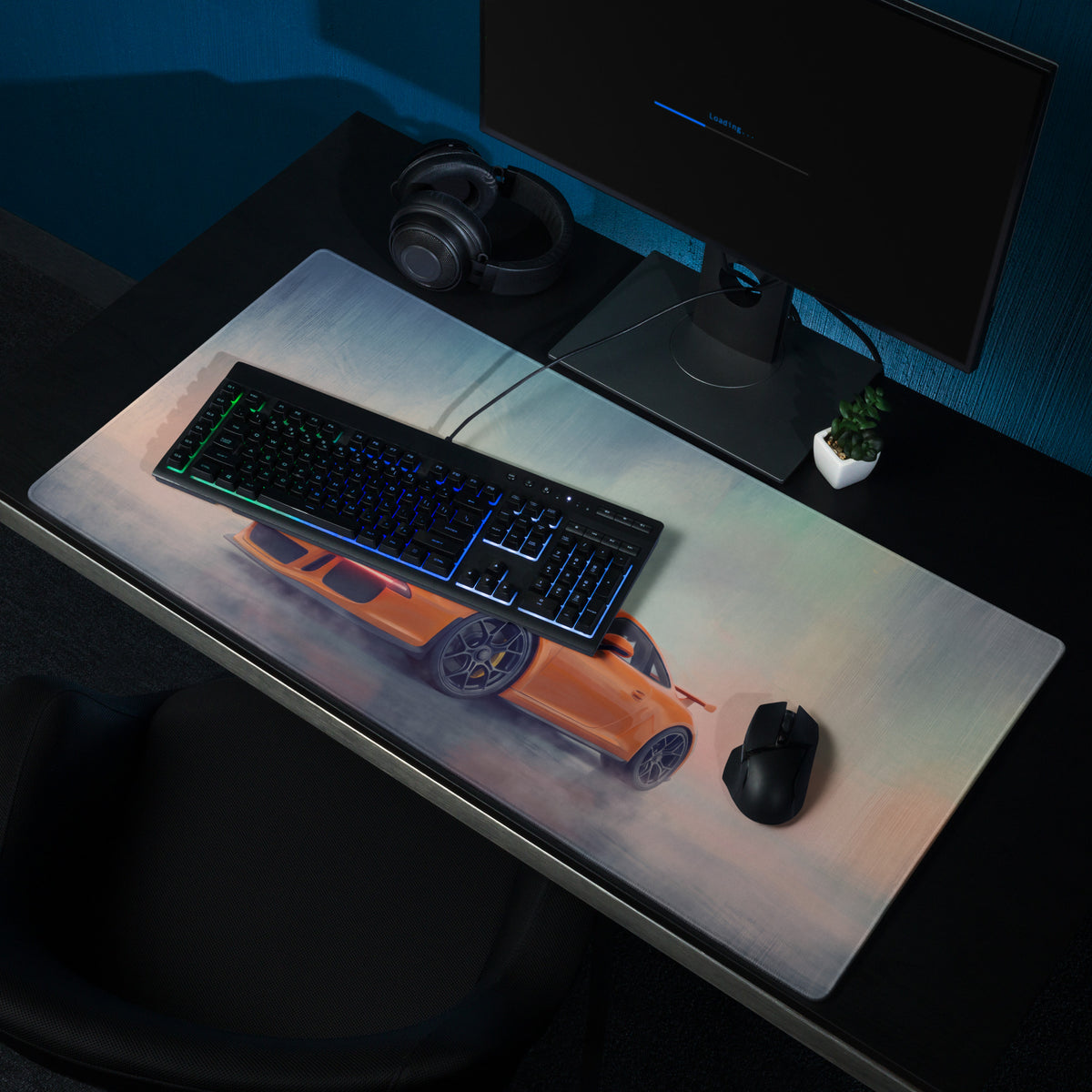 Porsche 911 GT3 RS Inspired Gaming Mouse Pad – Orange Race Car Extended Desk Mat