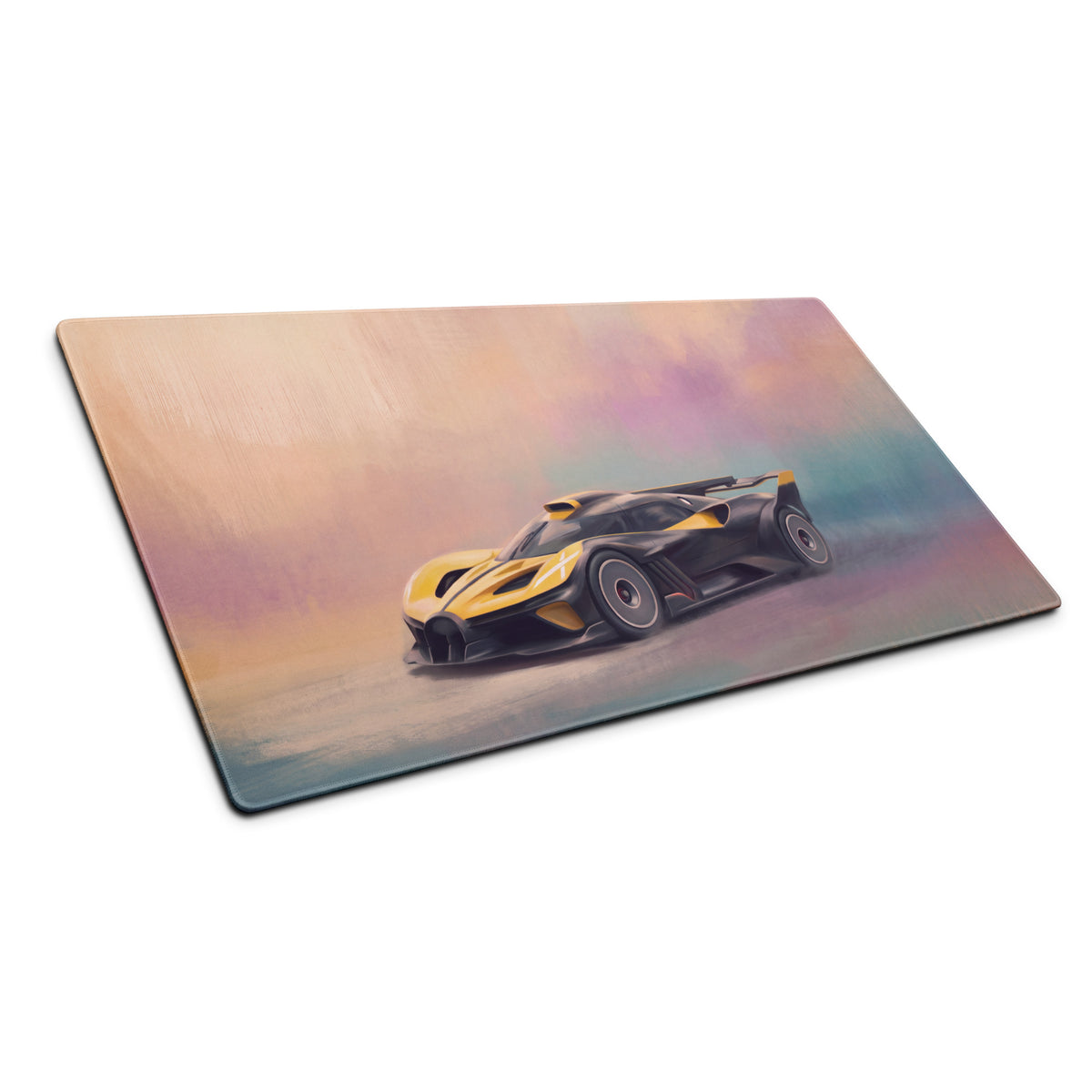 Bugatti Bolide Inspired Gaming Mouse Pad – Yellow and Black Track Hypercar Extended Desk Mat