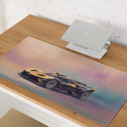 Bugatti Bolide Inspired Gaming Mouse Pad – Yellow and Black Track Hypercar Extended Desk Mat