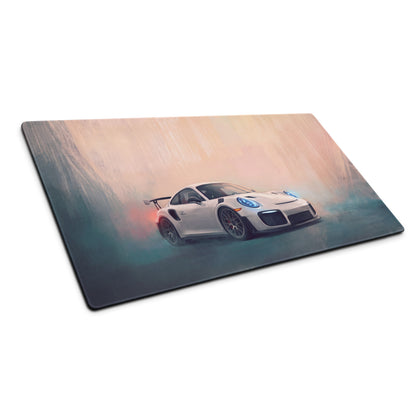 Porsche 911 GT3 RS Inspired Gaming Mouse Pad – White Race Car Extended Desk Mat