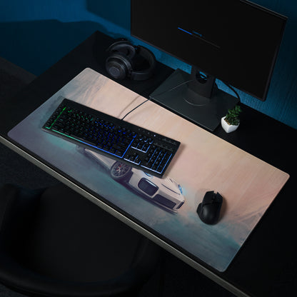Porsche 911 GT3 RS Inspired Gaming Mouse Pad – White Race Car Extended Desk Mat