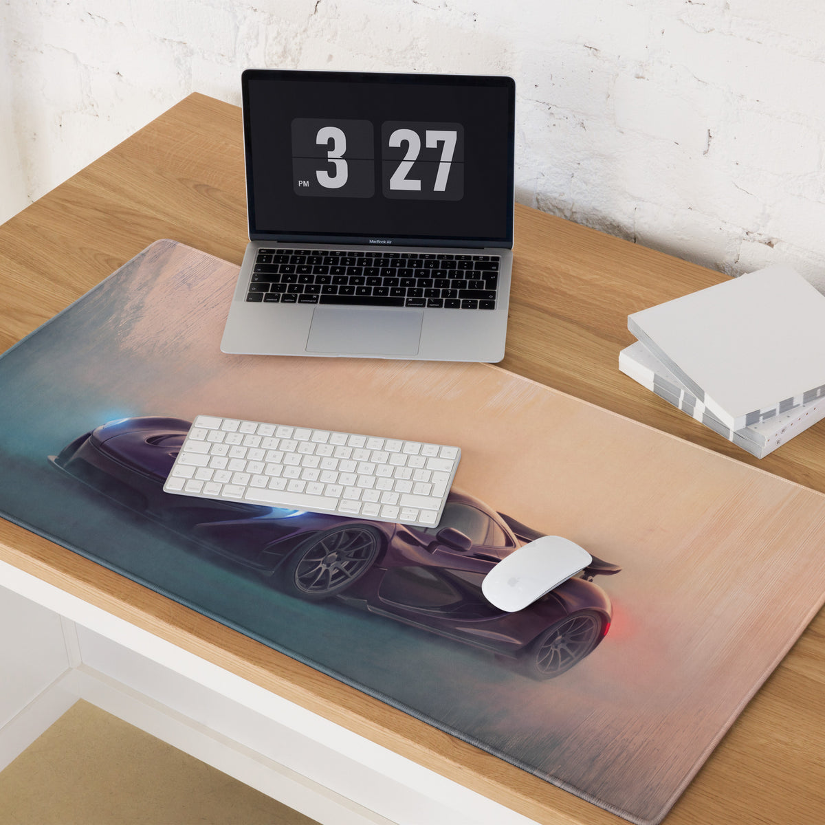 McLaren P1 Inspired Aesthetic Desk Mat – Non-Slip Rubber Base Gaming Mousepad