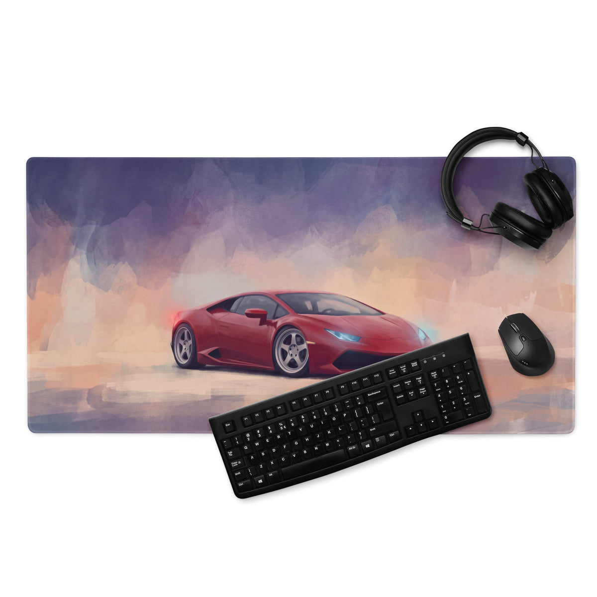 Lamborghini Huracán Inspired Rosso Edition Desk Mat – Stitched Edge Gaming Mousepad