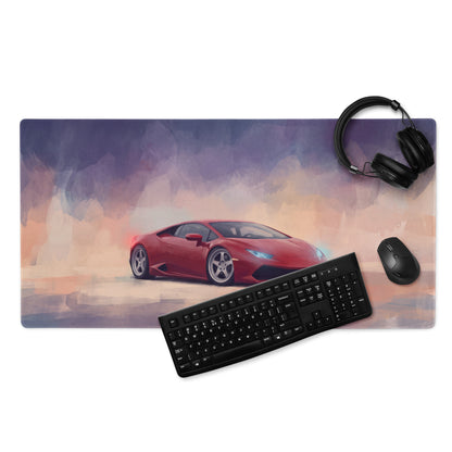 Lamborghini Huracán Inspired Rosso Edition Desk Mat – Stitched Edge Gaming Mousepad