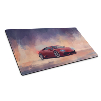 Lamborghini Huracán Inspired Rosso Edition Desk Mat – Stitched Edge Gaming Mousepad