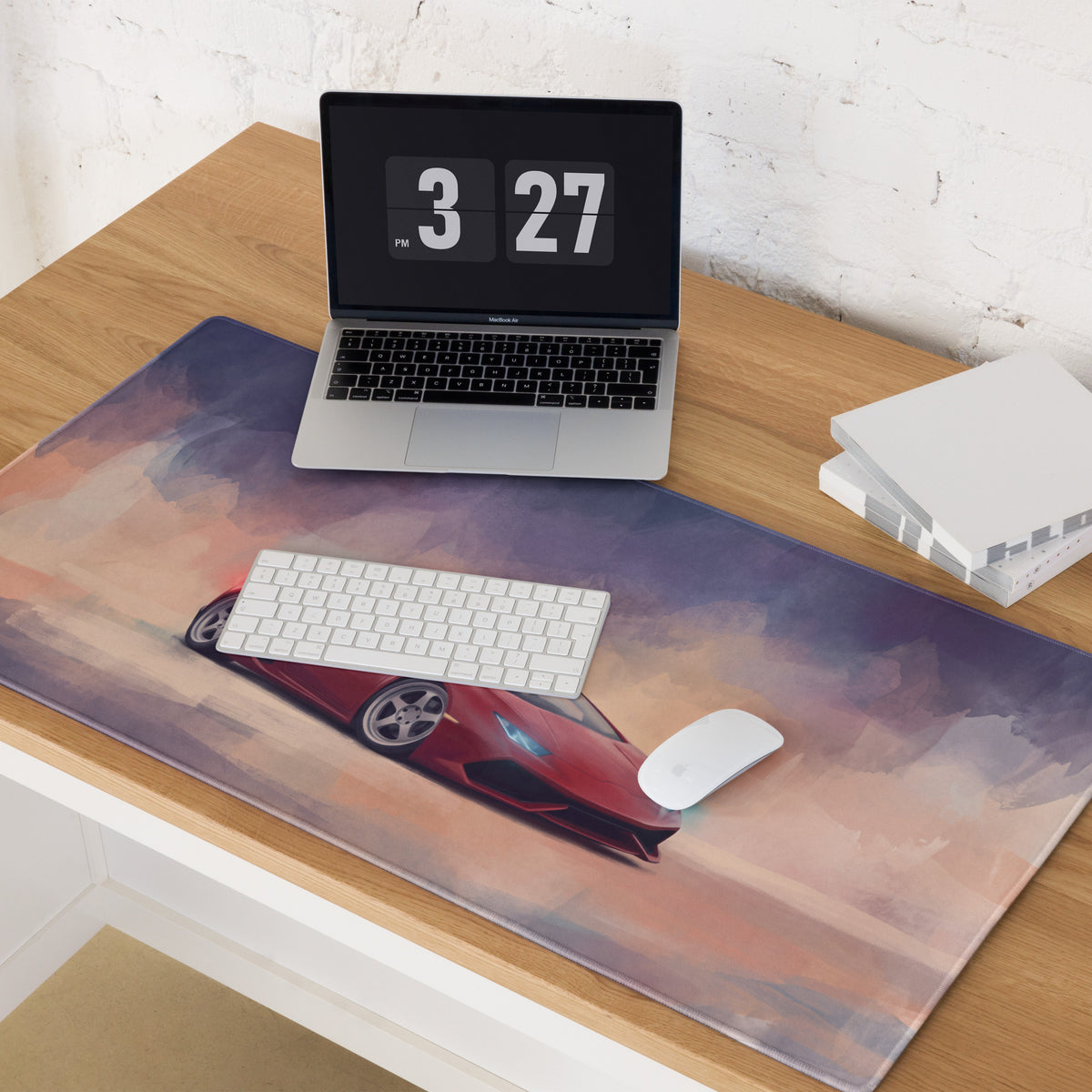 Lamborghini Huracán Inspired Rosso Edition Desk Mat – Stitched Edge Gaming Mousepad