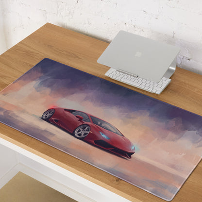 Lamborghini Huracán Inspired Rosso Edition Desk Mat – Stitched Edge Gaming Mousepad