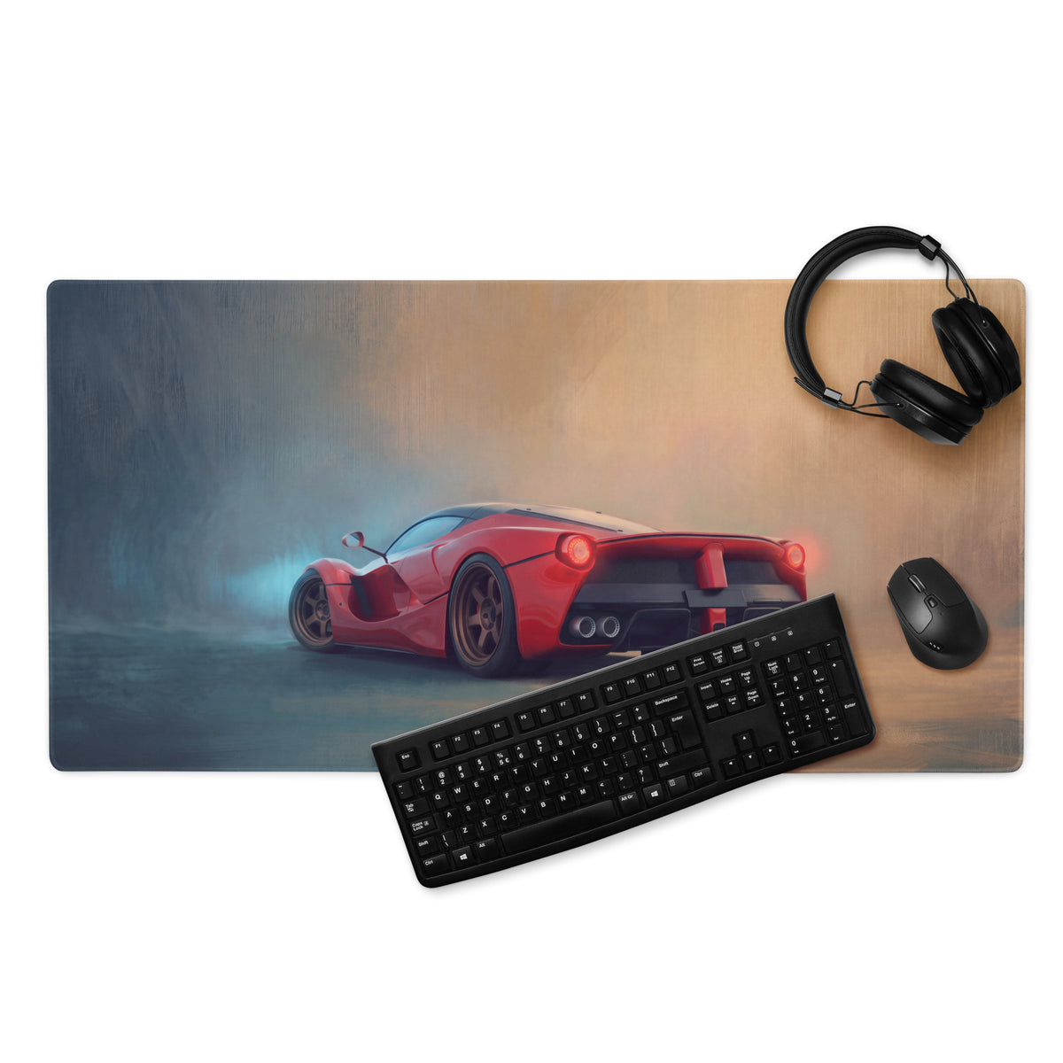Ferrari LaFerrari Inspired Crimson Desk Mat – Non-Slip Base Gaming Mousepad