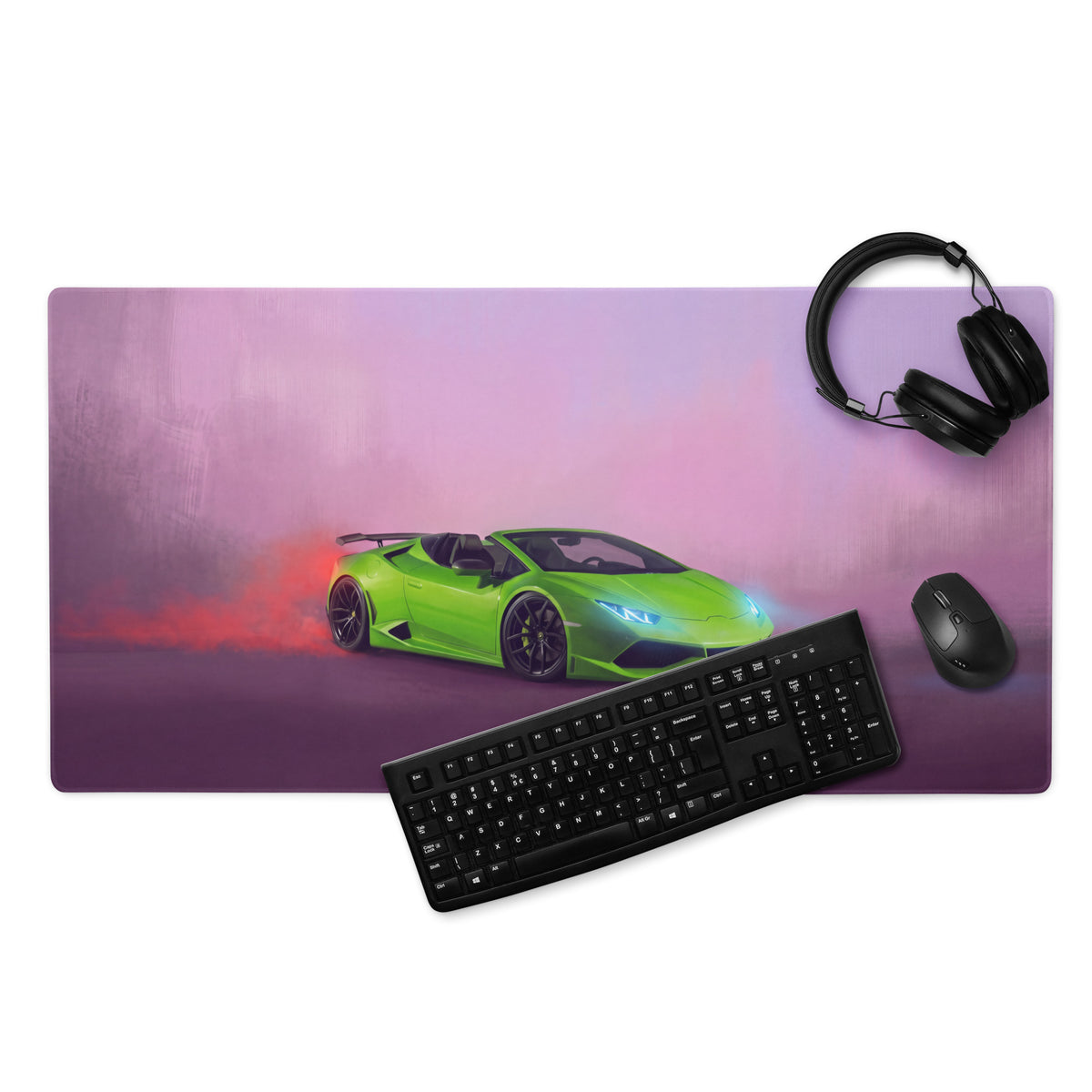 Gaming Lamborghini Huracán Spyder Inspired Neon Desk Mat – Anti-Slip Rubber XL Gaming Mousepad pad